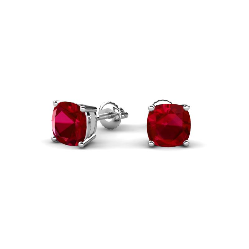 Alida 1.62 ctw (5.00 mm) Cushion Shape Lab Created Ruby Solitaire Women Stud Earrings 
