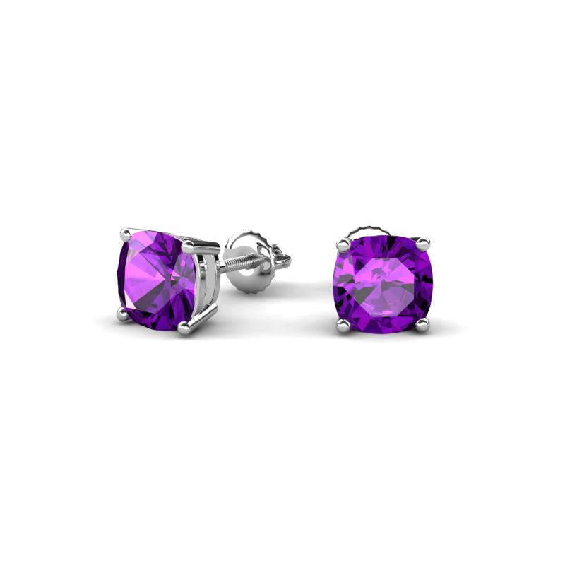 Alida 1.00 ctw (5.00 mm) Cushion Shape Amethyst Solitaire Women Stud Earrings 