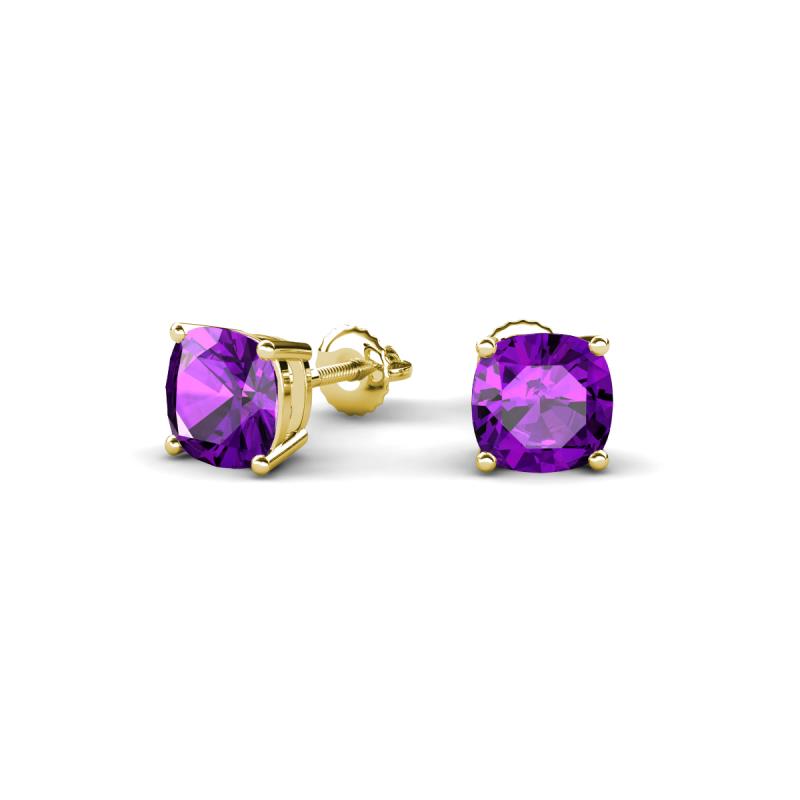 Alida 1.00 ctw (5.00 mm) Cushion Shape Amethyst Solitaire Women Stud Earrings 