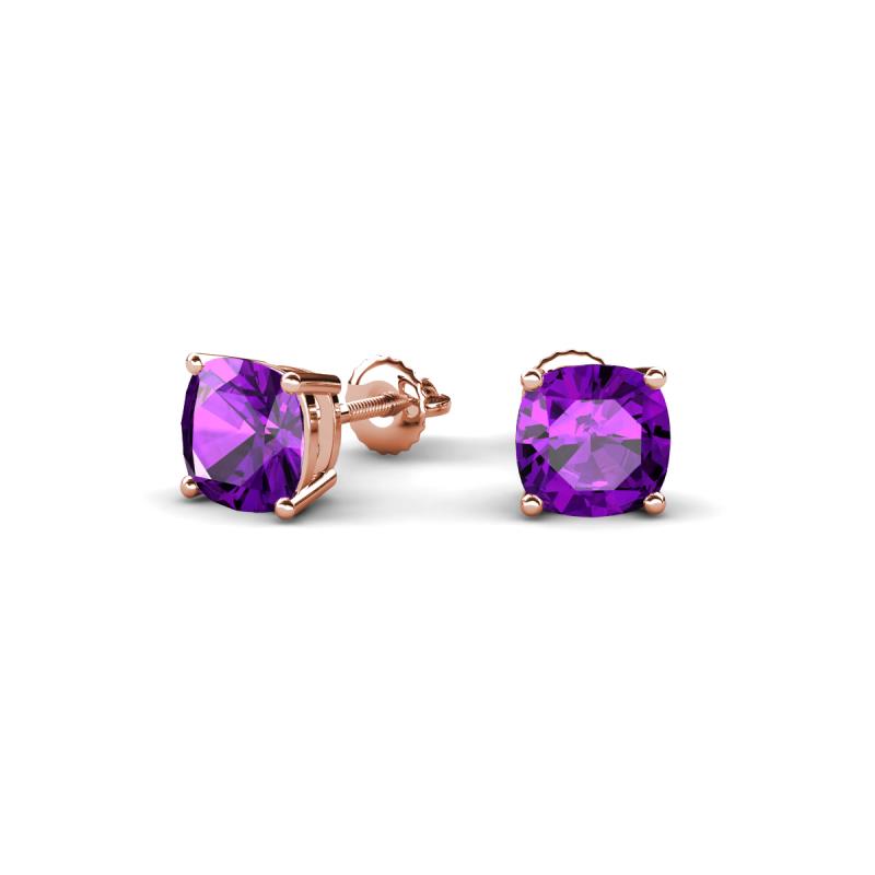 Alida 1.00 ctw (5.00 mm) Cushion Shape Amethyst Solitaire Women Stud Earrings 