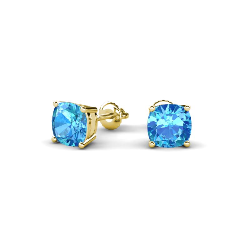 Alida 1.50 ctw (5.00 mm) Cushion Shape Blue Topaz Solitaire Women Stud Earrings 