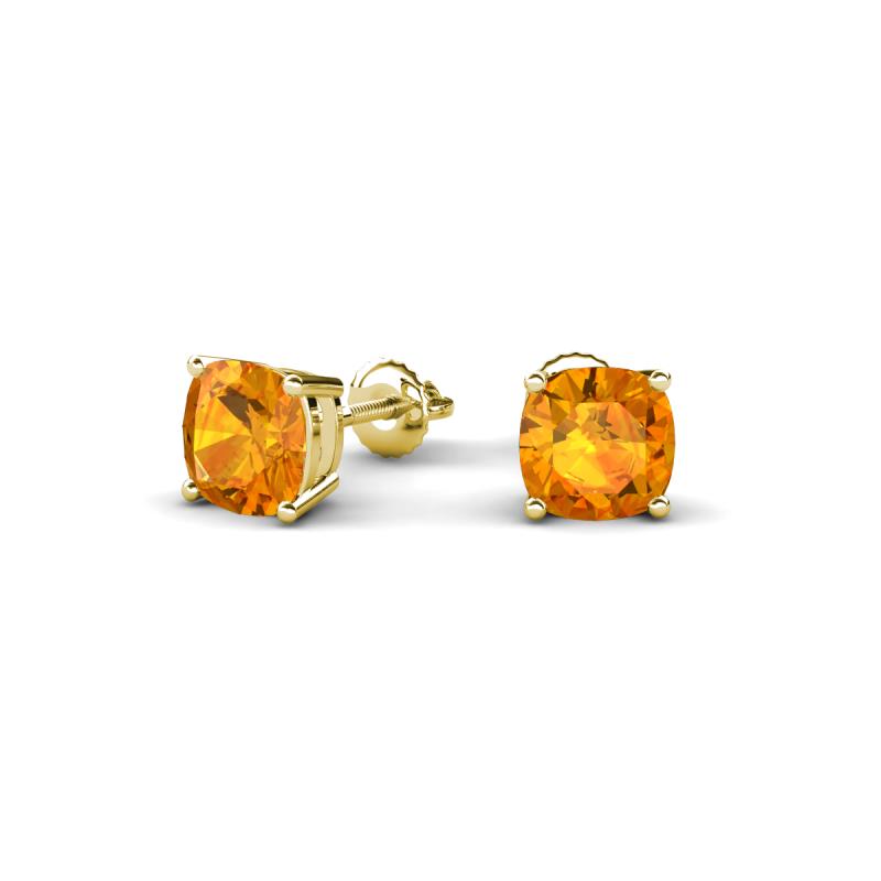 Alida 1.00 ctw (5.00 mm) Cushion Shape Citrine Solitaire Women Stud Earrings 