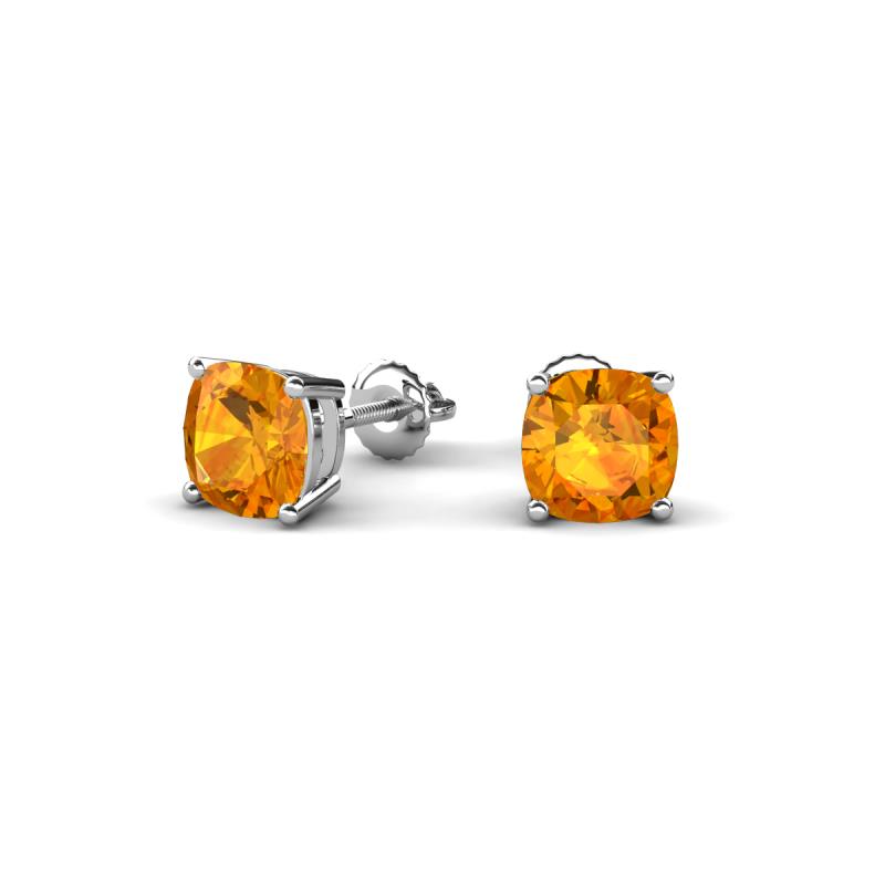 Alida 1.00 ctw (5.00 mm) Cushion Shape Citrine Solitaire Women Stud Earrings 