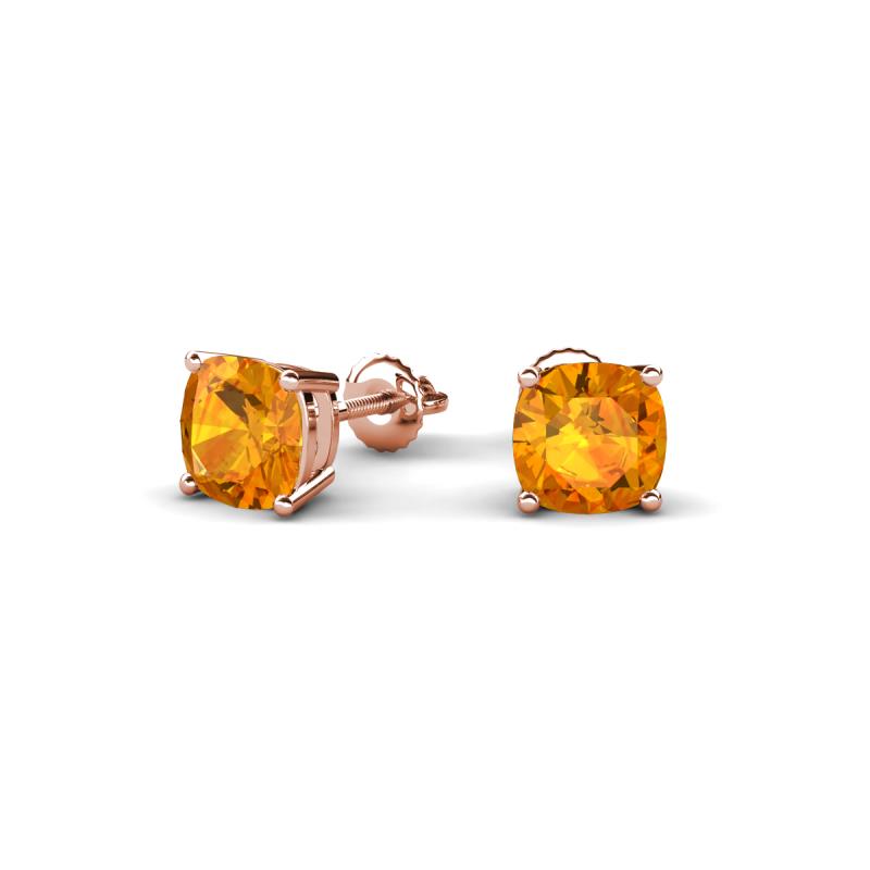 Alida 1.00 ctw (5.00 mm) Cushion Shape Citrine Solitaire Women Stud Earrings 