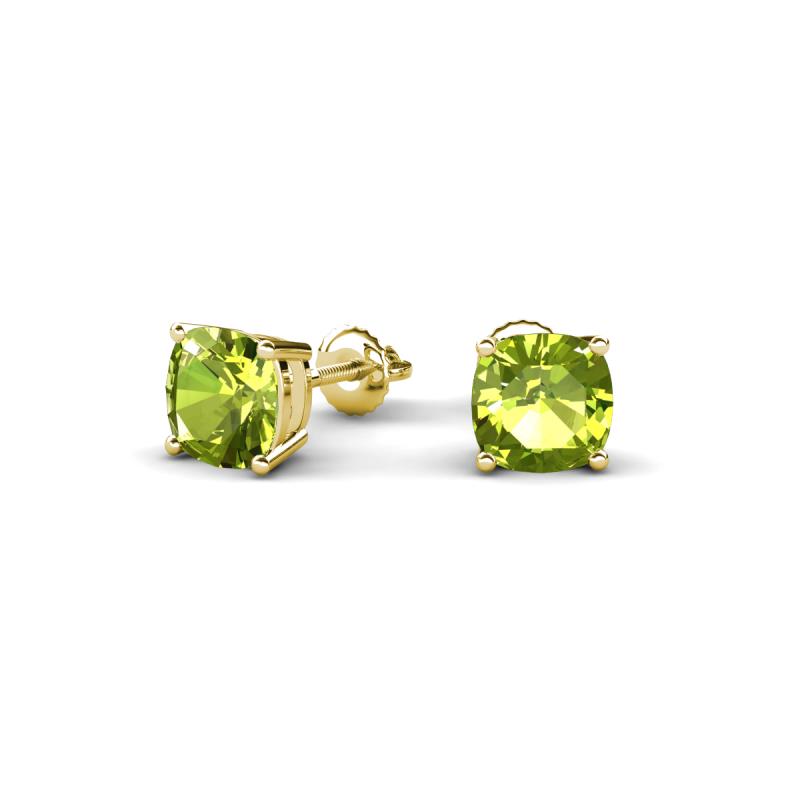 Alida 1.30 ctw (5.00 mm) Cushion Shape Peridot Solitaire Women Stud Earrings 