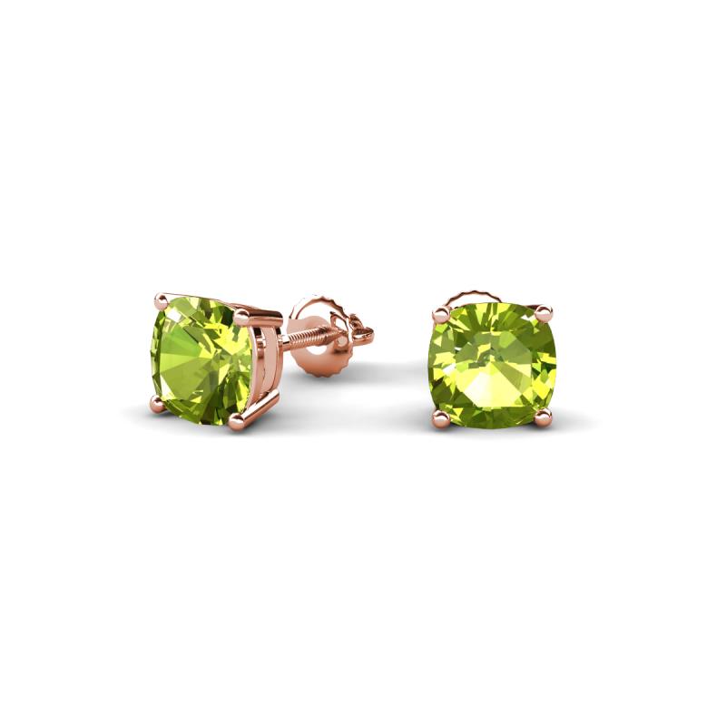 Alida 1.30 ctw (5.00 mm) Cushion Shape Peridot Solitaire Women Stud Earrings 