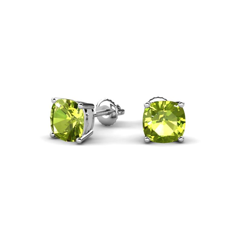 Alida 1.30 ctw (5.00 mm) Cushion Shape Peridot Solitaire Women Stud Earrings 