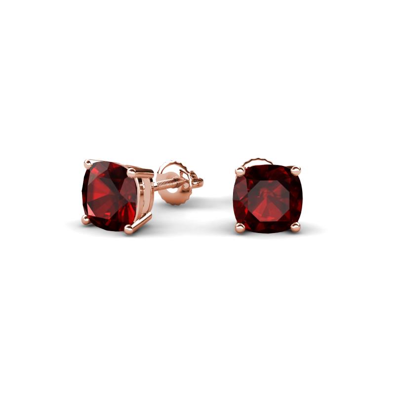 Alida 1.50 ctw (5.00 mm) Cushion Shape Red Garnet Solitaire Women Stud Earrings 
