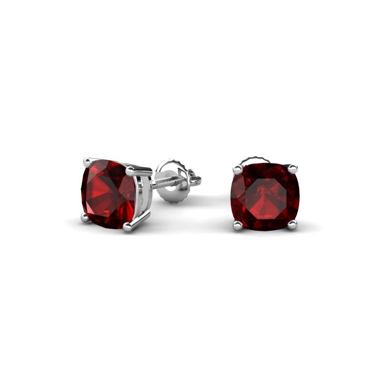 Alida 1.50 ctw (5.00 mm) Cushion Shape Red Garnet Solitaire Women Stud Earrings 