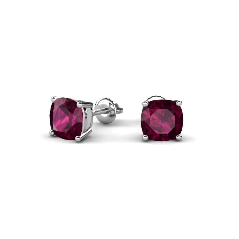 Alida 1.24 ctw (5.00 mm) Cushion Shape Rhodolite Garnet Solitaire Women Stud Earrings 