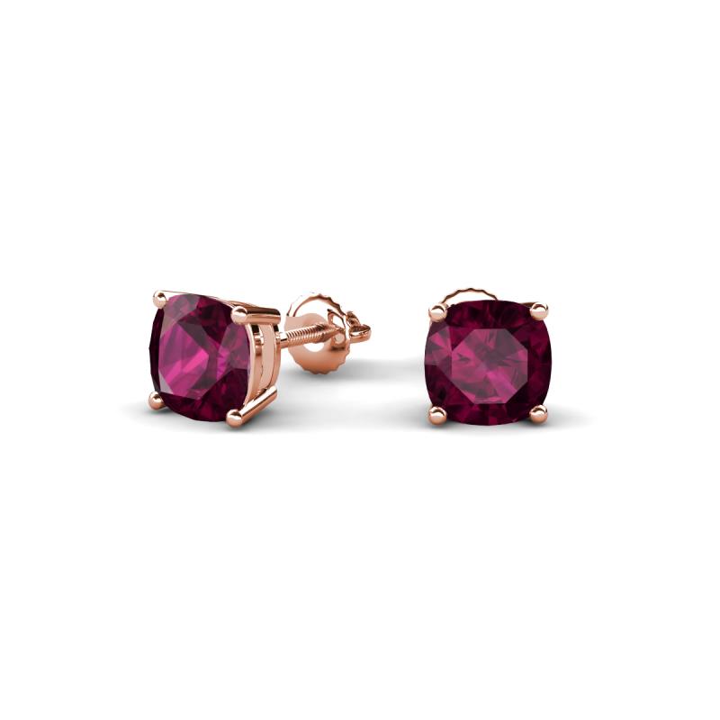 Alida 1.24 ctw (5.00 mm) Cushion Shape Rhodolite Garnet Solitaire Women Stud Earrings 