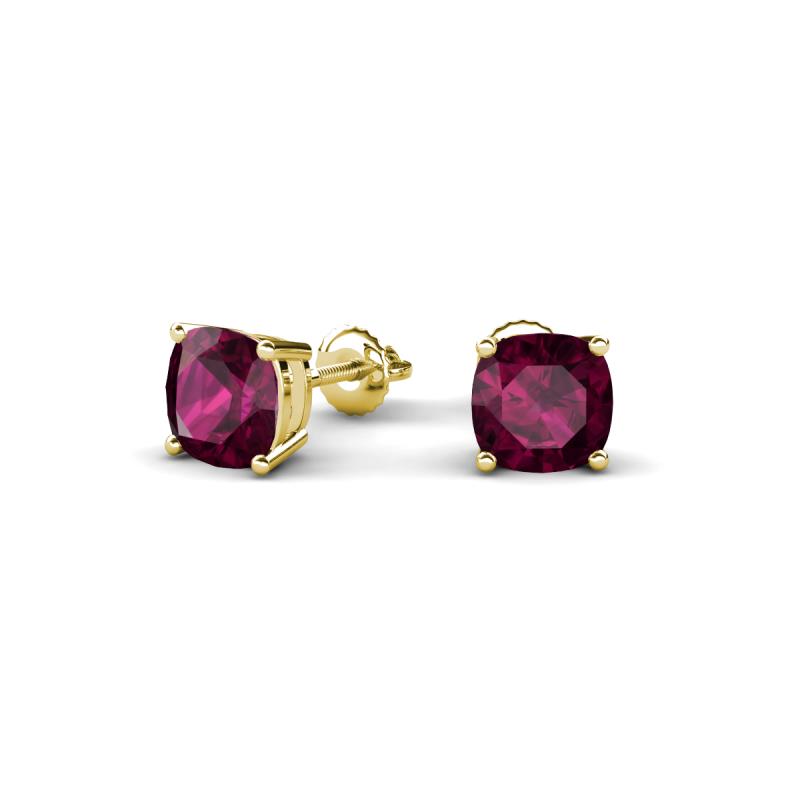 Alida 1.24 ctw (5.00 mm) Cushion Shape Rhodolite Garnet Solitaire Women Stud Earrings 
