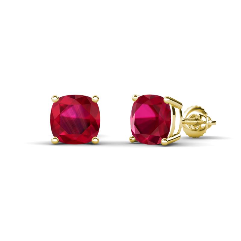 Alida 2.66 ctw (6.00 mm) Cushion Shape Lab Created Ruby Solitaire Women Stud Earrings 