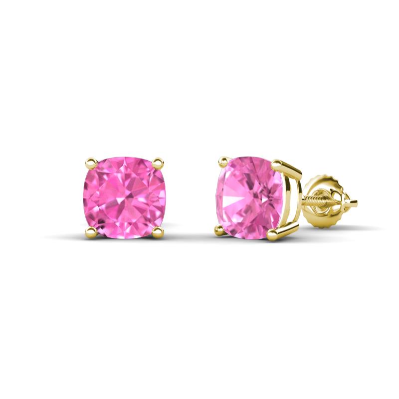 Alida 2.60 ctw (6.00 mm) Cushion Shape Lab Created Pink Sapphire Solitaire Women Stud Earrings 