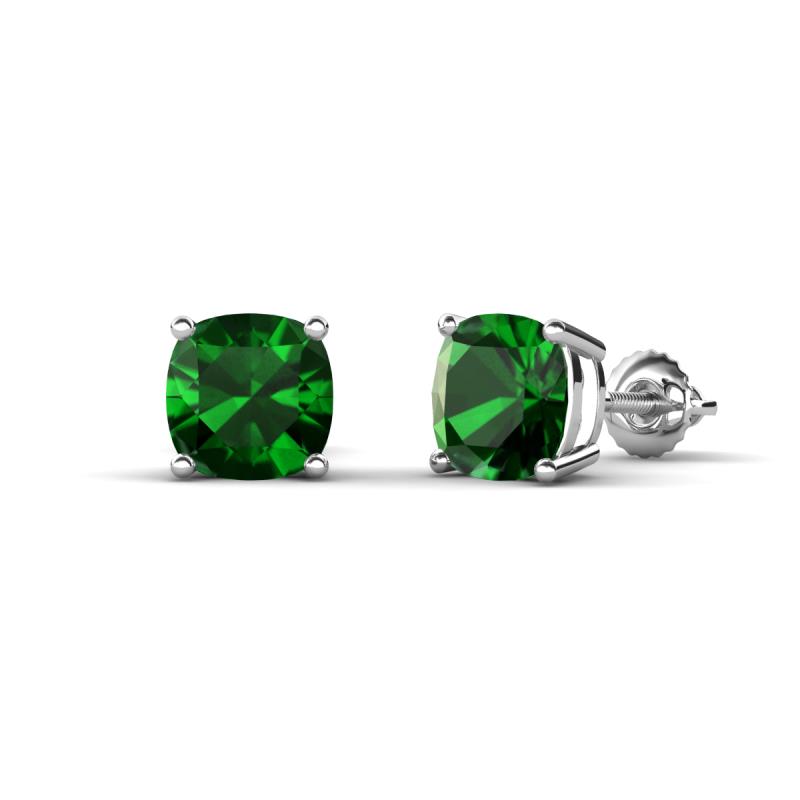 Alida 1.80 ctw (6.00 mm) Cushion Shape Lab Created Emerald Solitaire Women Stud Earrings 