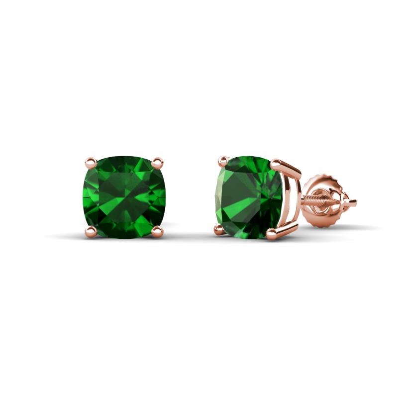 Alida 1.80 ctw (6.00 mm) Cushion Shape Lab Created Emerald Solitaire Women Stud Earrings 