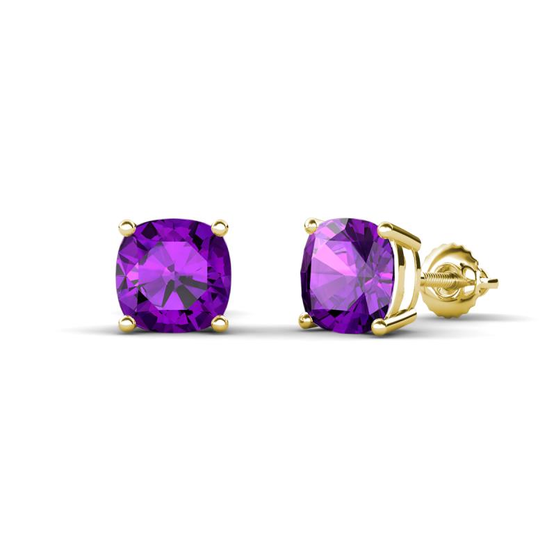 Alida 1.70 ctw (6.00 mm) Cushion Shape Amethyst Solitaire Women Stud Earrings 