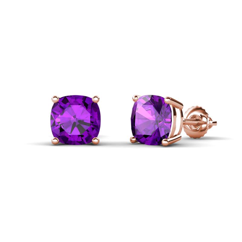 Alida 1.70 ctw (6.00 mm) Cushion Shape Amethyst Solitaire Women Stud Earrings 