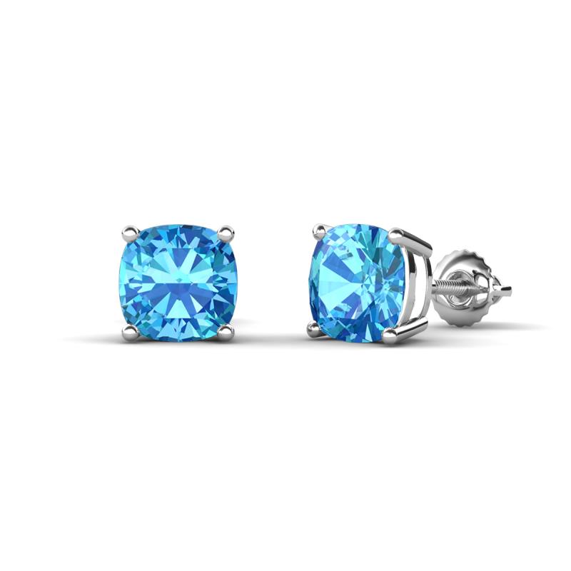 Alida 2.50 ctw (6.00 mm) Cushion Shape Blue Topaz Solitaire Women Stud Earrings 