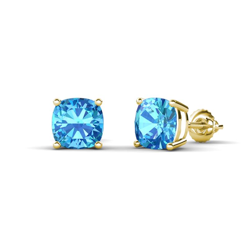 Alida 2.50 ctw (6.00 mm) Cushion Shape Blue Topaz Solitaire Women Stud Earrings 