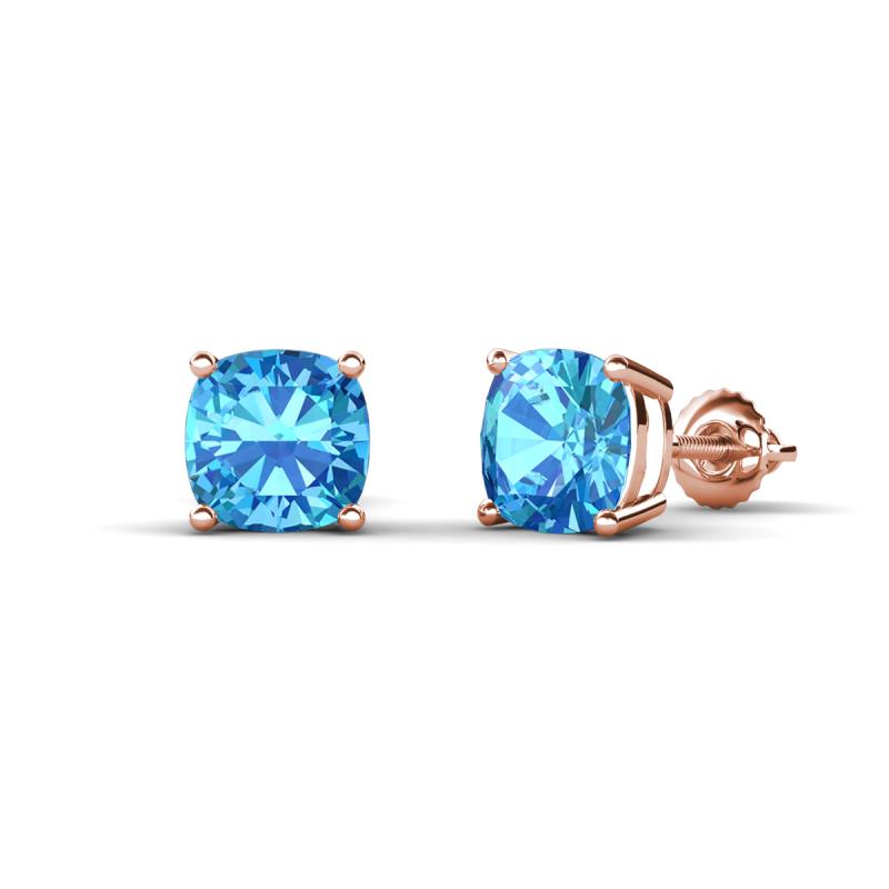 Alida 2.50 ctw (6.00 mm) Cushion Shape Blue Topaz Solitaire Women Stud Earrings 