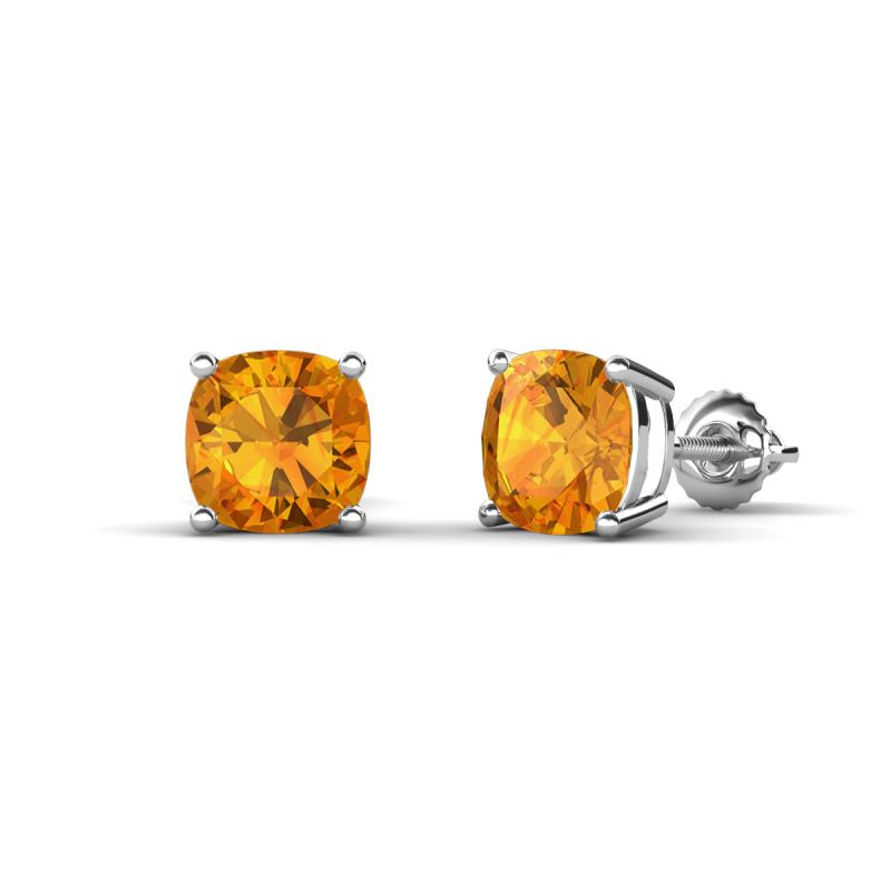 Alida 1.70 ctw (6.00 mm) Cushion Shape Citrine Solitaire Women Stud Earrings 