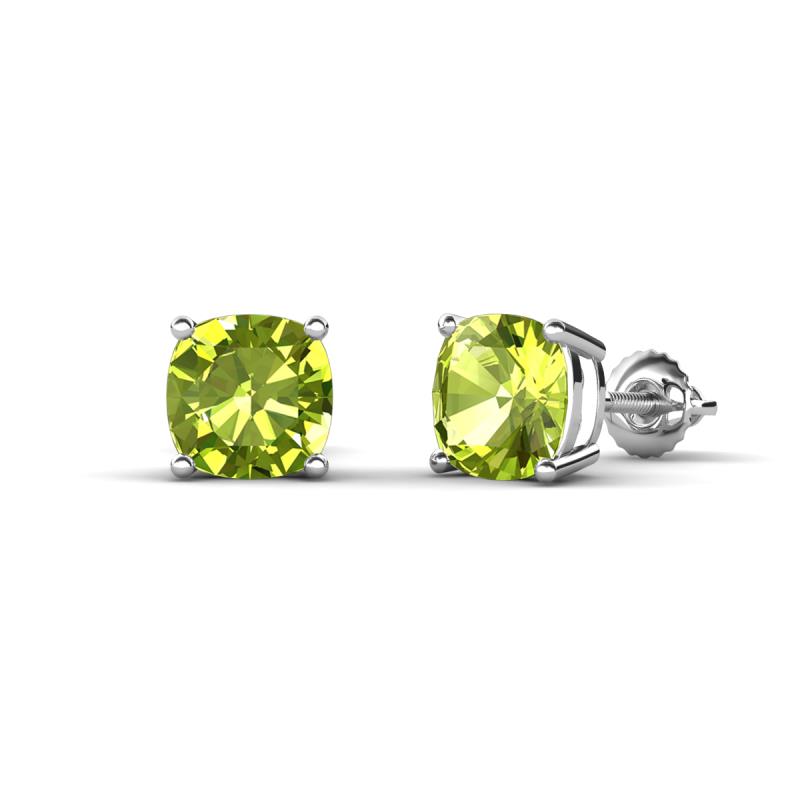 Alida 2.20 ctw (6.00 mm) Cushion Shape Peridot Solitaire Women Stud Earrings 