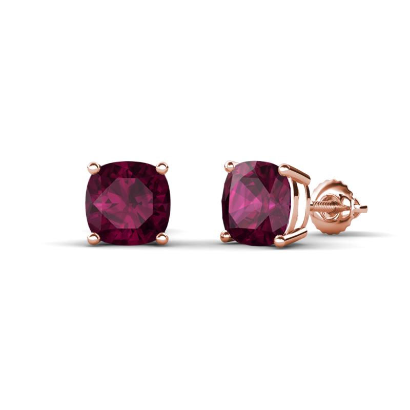 Alida 2.40 ctw (6.00 mm) Cushion Shape Rhodolite Garnet Solitaire Women Stud Earrings 