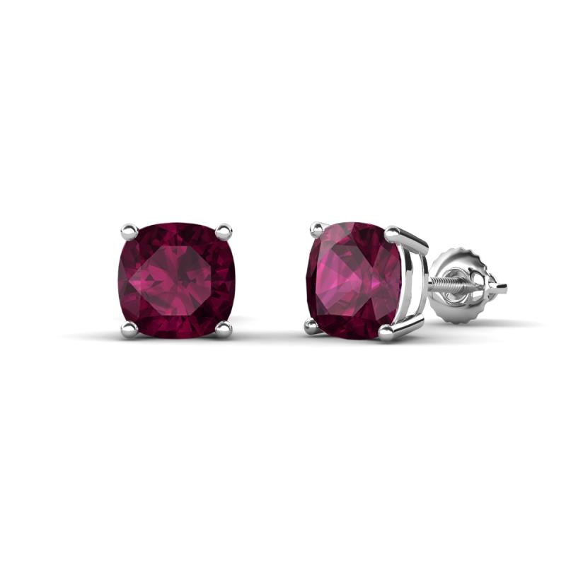 Alida 2.40 ctw (6.00 mm) Cushion Shape Rhodolite Garnet Solitaire Women Stud Earrings 