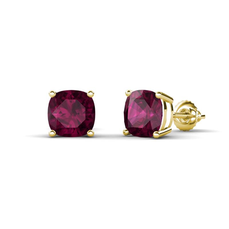 Alida 2.40 ctw (6.00 mm) Cushion Shape Rhodolite Garnet Solitaire Women Stud Earrings 