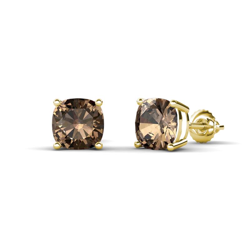 Alida 2.10 ctw (6.00 mm) Cushion Shape Smoky Quartz Solitaire Women Stud Earrings 