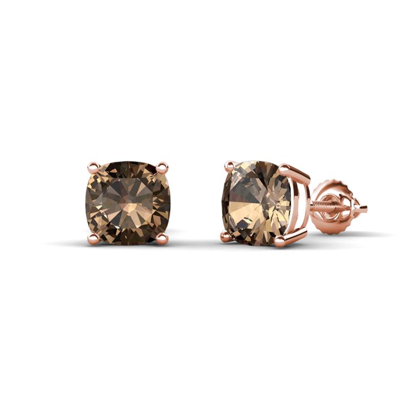 Alida 2.10 ctw (6.00 mm) Cushion Shape Smoky Quartz Solitaire Women Stud Earrings 