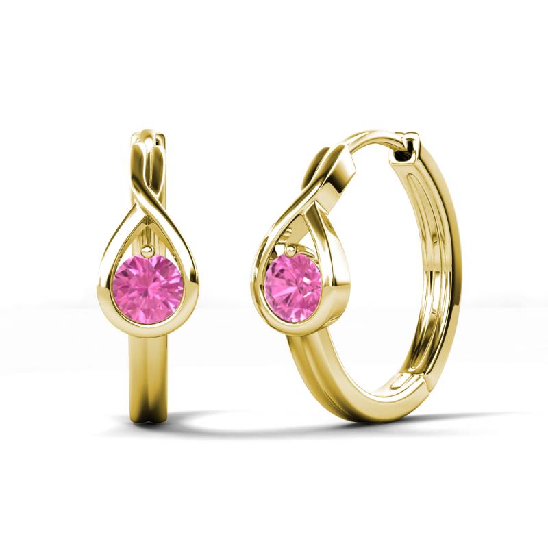 Tetty 0.53 ctw (4.00 mm) Round Pink Sapphire Infinity Solitaire Women Hoop Earrings 