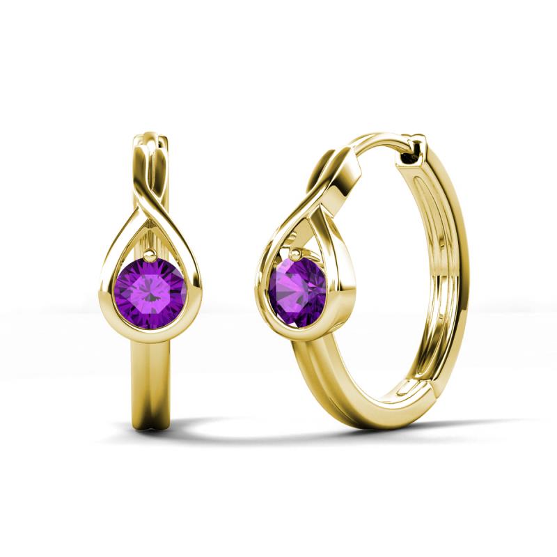 Tetty 0.40 ctw (4.00 mm) Round Amethyst Infinity Solitaire Women Hoop Earrings 