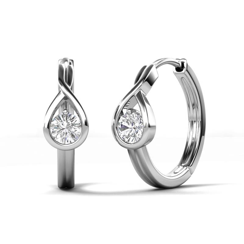 Tetty 0.53 ctw (4.00 mm) Round White Sapphire Infinity Solitaire Women Hoop Earrings 