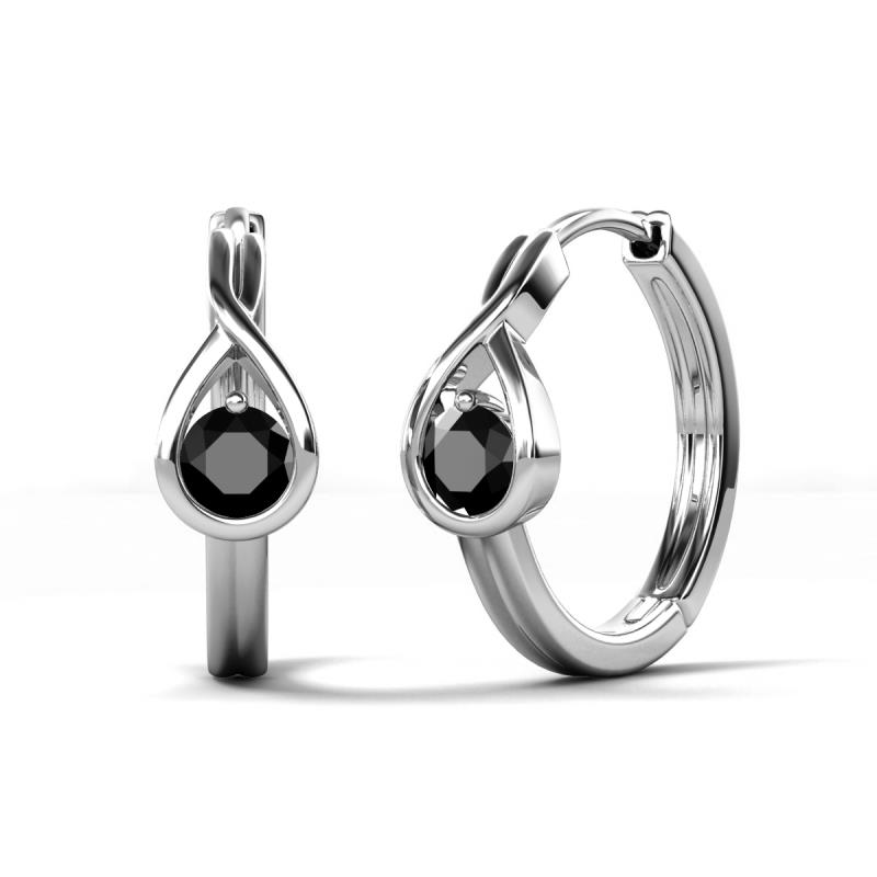 Tetty 0.54 ctw (4.00 mm) Round Black Diamond Infinity Solitaire Women Hoop Earrings 
