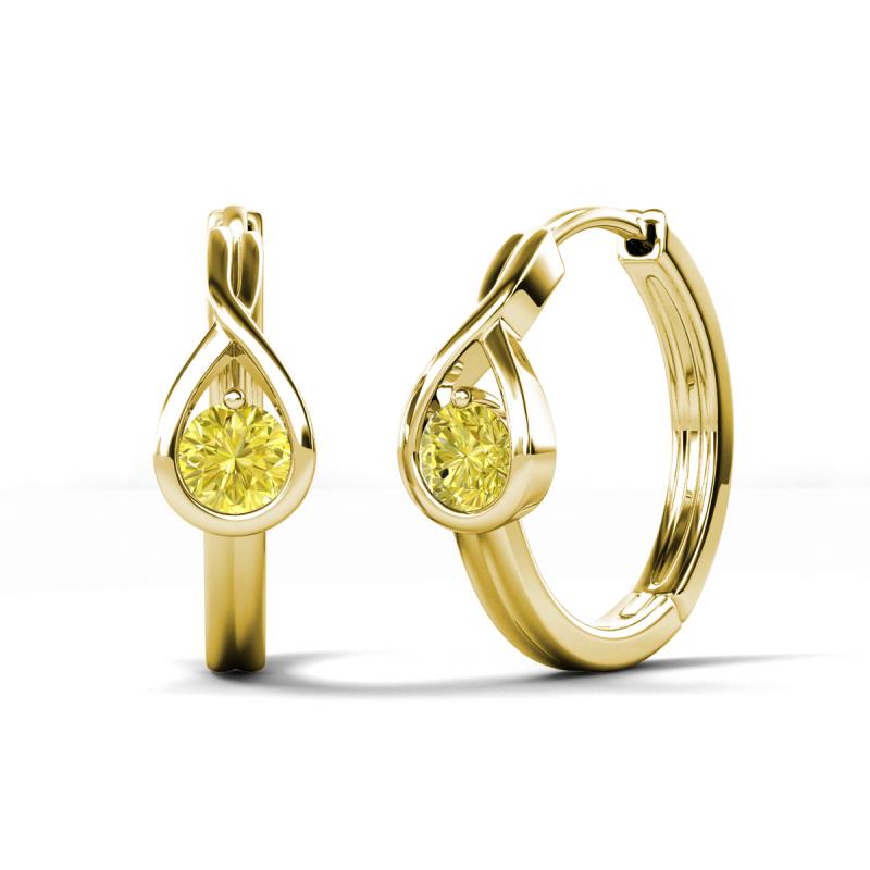 Tetty 0.50 ctw (4.00 mm) Round Yellow Diamond Infinity Solitaire Women Hoop Earrings 
