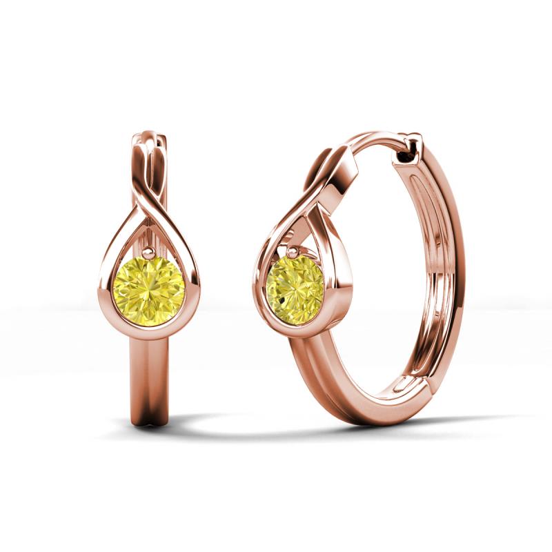 Tetty 0.50 ctw (4.00 mm) Round Yellow Diamond Infinity Solitaire Women Hoop Earrings 