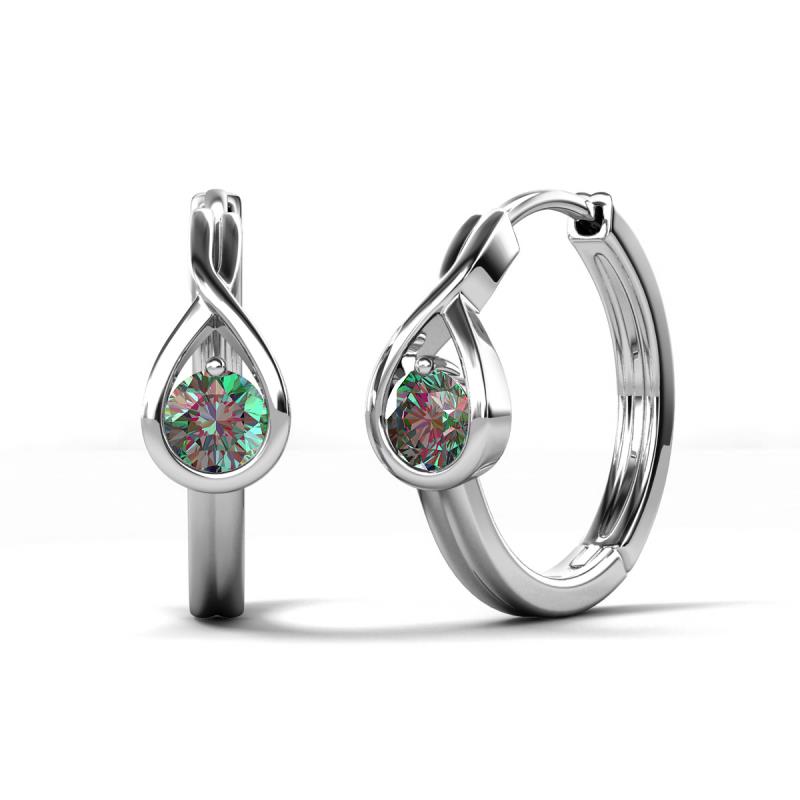 Tetty 0.70 ctw (4.00 mm) Round Lab Created Alexandrite Infinity Solitaire Women Hoop Earrings 