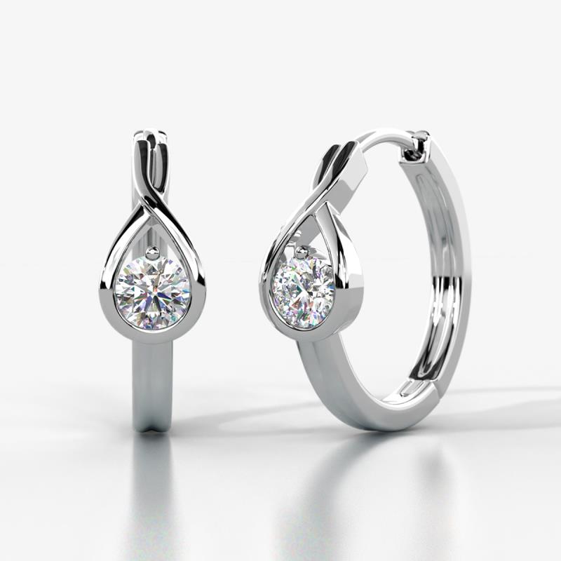 Tetty 0.50 ctw (4.00 mm) Round Lab Grown Diamond Infinity Solitaire Women Hoop Earrings 