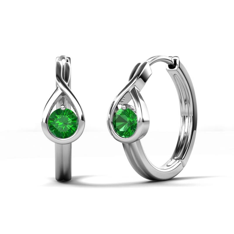 Tetty 0.58 ctw (4.00 mm) Round Green Garnet Infinity Solitaire Women Hoop Earrings 