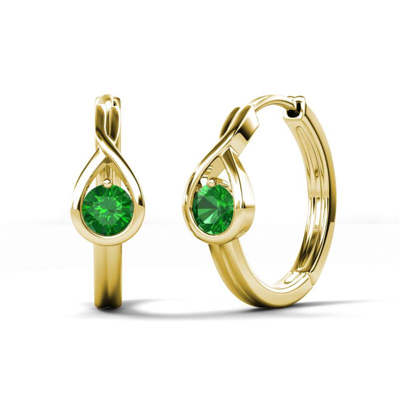 Tetty 0.58 ctw (4.00 mm) Round Green Garnet Infinity Solitaire Women Hoop Earrings 