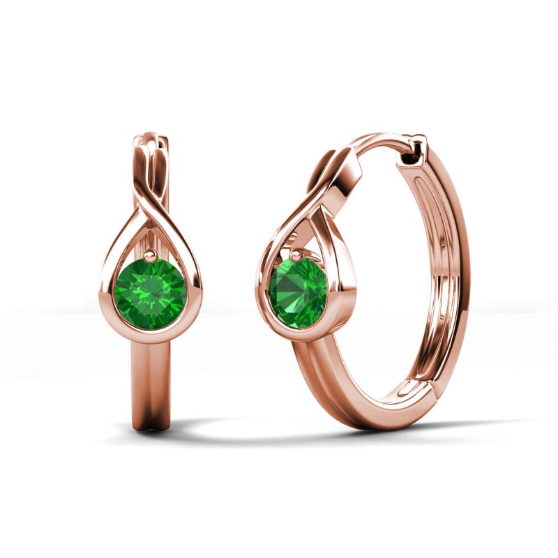 Tetty 0.58 ctw (4.00 mm) Round Green Garnet Infinity Solitaire Women Hoop Earrings 