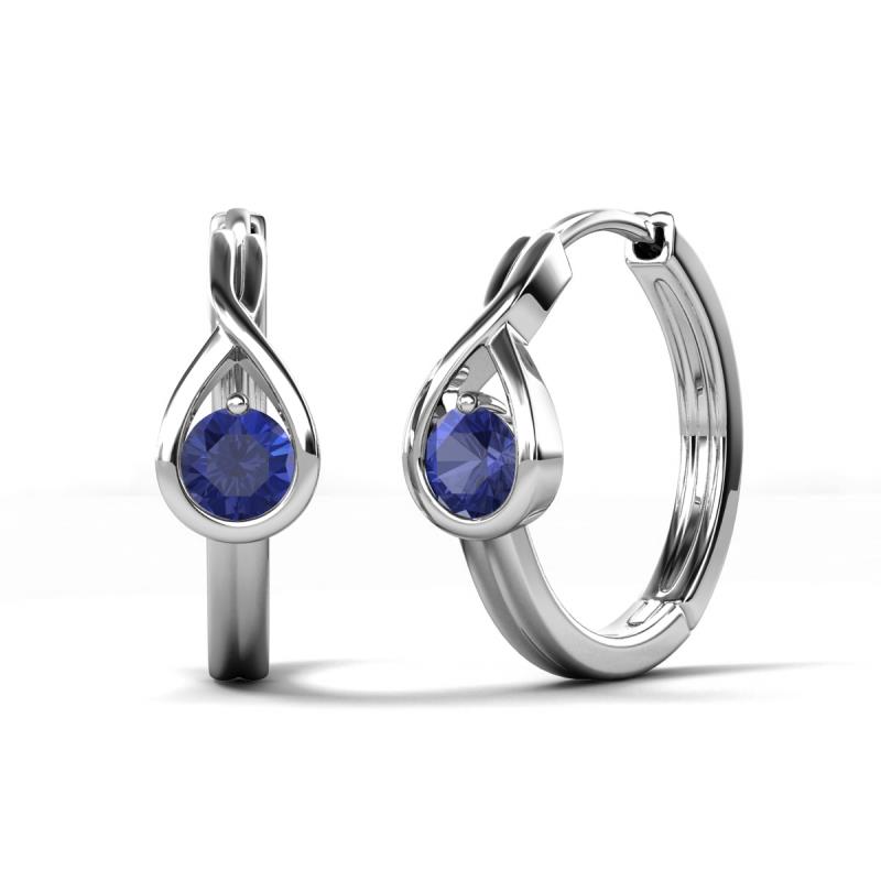 Tetty 0.40 ctw (4.00 mm) Round Iolite Infinity Solitaire Women Hoop Earrings 