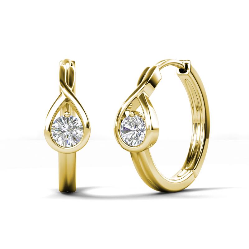 Tetty 0.44 ctw (4.00 mm) Round Moissanite Infinity Solitaire Women Hoop Earrings 