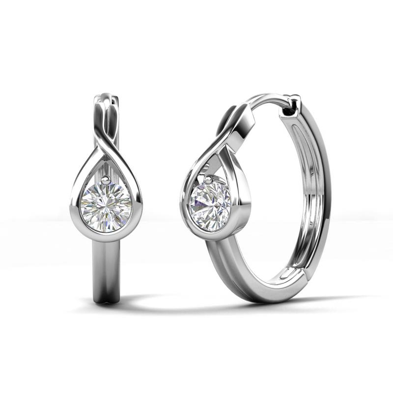 Tetty 0.44 ctw (4.00 mm) Round Moissanite Infinity Solitaire Women Hoop Earrings 