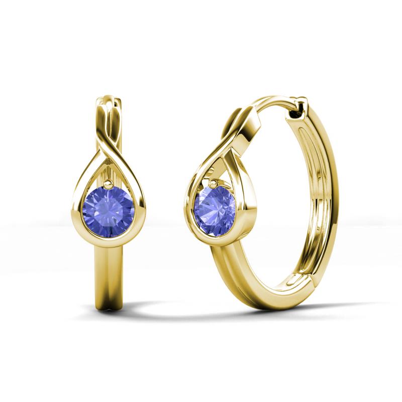 Tetty 0.46 ctw (4.00 mm) Round Tanzanite Infinity Solitaire Women Hoop Earrings 