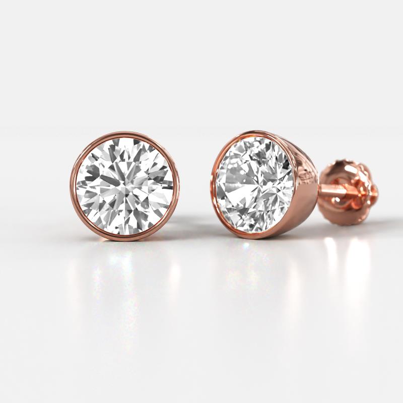 Caryl IGI Certified Round Lab Grown Diamond 3.00 ctw Euro Bezel Set Solitaire Stud Earrings 