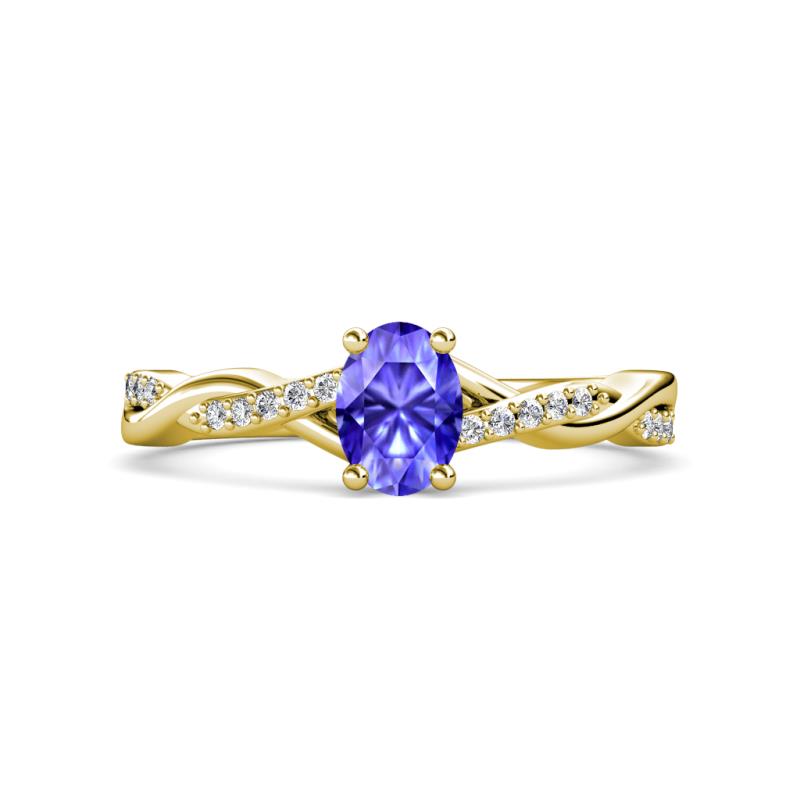 Stacie Desire 1.51 ctw Tanzanite Oval Cut (8x6mm) & Natural Diamond Round (1.30mm) Twist Infinity Shank Engagement Ring 