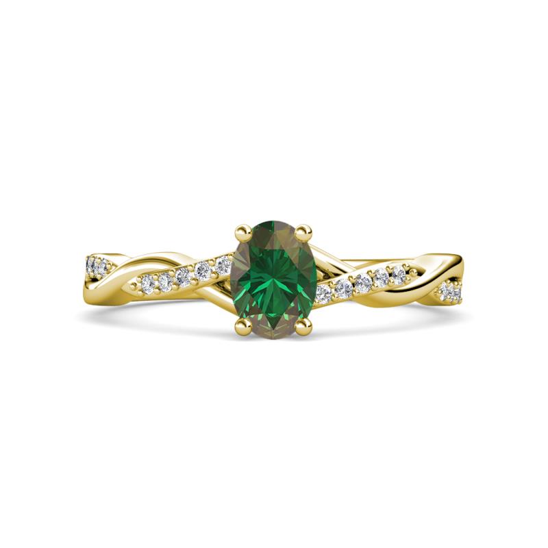 Stacie Desire 1.66 ctw Lab Created Alexandrite Oval Cut (8x6mm) & Natural Diamond Round (1.30mm) Twist Infinity Shank Engagement Ring 